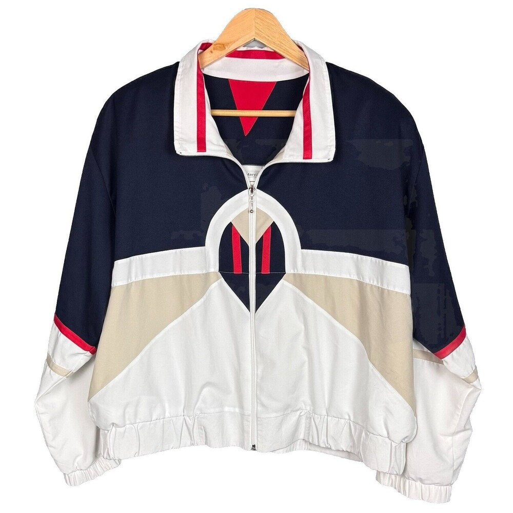 Vintage 90s Marcia Womens Jacket Windbreaker Color-block Geometric‎ Sz 1X Tennis